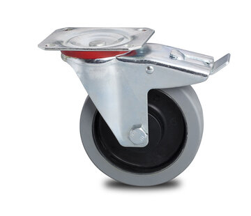 Roulette pivotante avec blocage, Ø 125mm, élastique, 200KG
