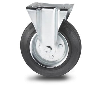 Roulette fixe, Ø 125mm, caoutchouc semi-élastique noir, 100KG