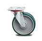 Roulettes industrielles Roulette pivotante de acier embouti, Fixation à platine, polyuréthane injecté, roulements à billes de précision, Roue-Ø 200mm, 300KG
