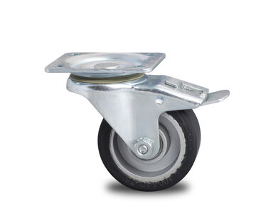 Lenkrolle mit Feststeller, Ø 125mm, Elastikreifen, 200KG