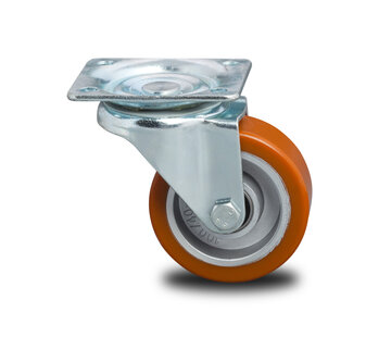 Roulette pivotante, Ø 125mm, Polyurethane vulcanisé bandage, 250KG