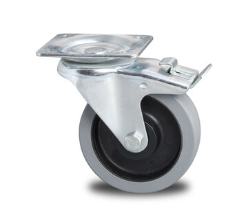 Swivel caster with brake, Ø 125mm, elastic-tyre, 200KG