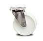Stainless Steel Swivel caster from Stainless Steel Pressed, plate fitting, Polyamide wheel, plain bearing, Wheel-Ø 125mm, 450KG
