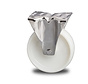 Stainless Steel Fixed caster from Stainless Steel Pressed, plate fitting, Polyamide wheel, roller bearing Stainless Steel, Wheel-Ø 200mm, 300KG
