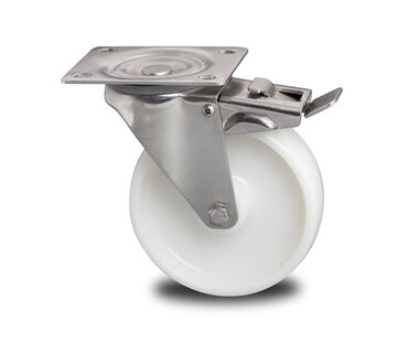 Roda giratória travão, Ø 150mm, Roda Poliamida, 300KG