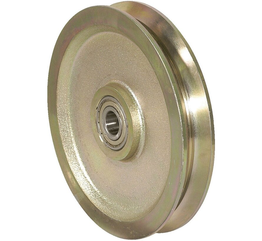 V-Shape Grooved wheel for tracks from cast steel, precision ball bearing, Wheel-Ø 100mm, 600KG