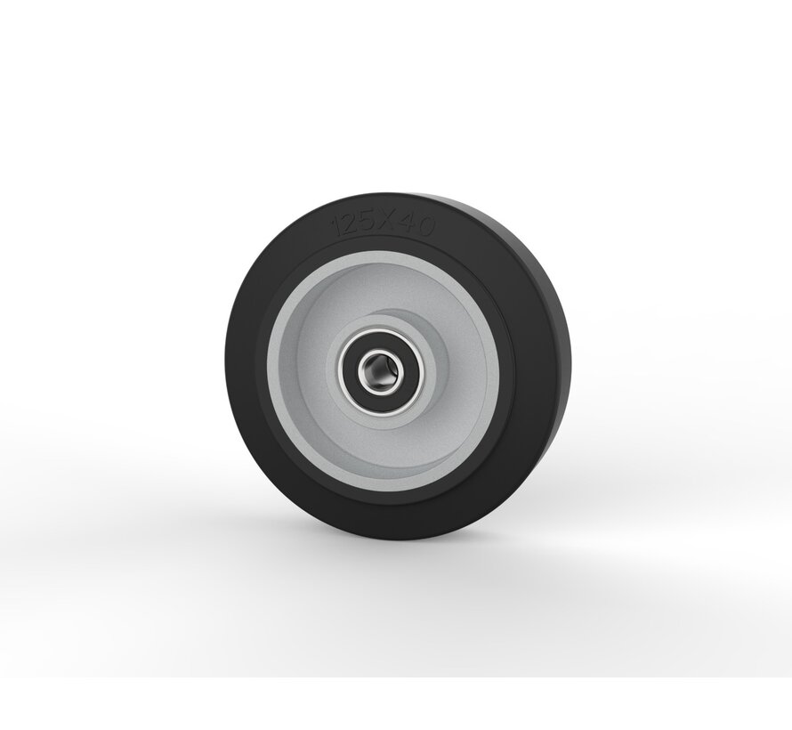 hjul Ø 125 x 38 mm, däck av elastiskt gummi, 200KG