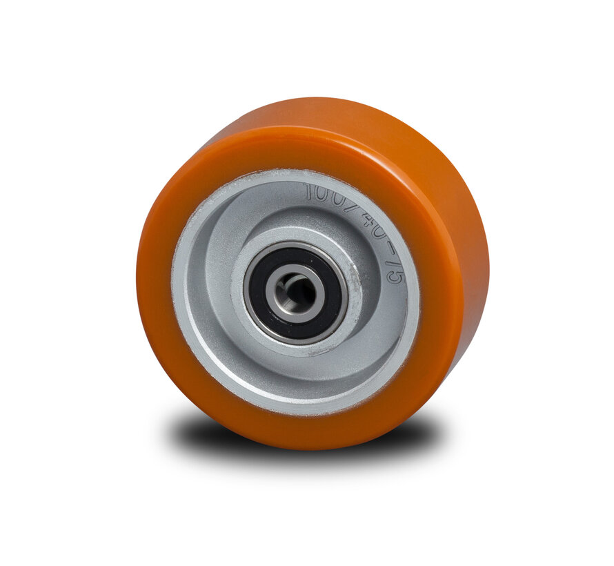 Industrial Wheel from Vulcanized Polyurethane tread, precision ball bearing, Wheel-Ø 125mm, 300KG