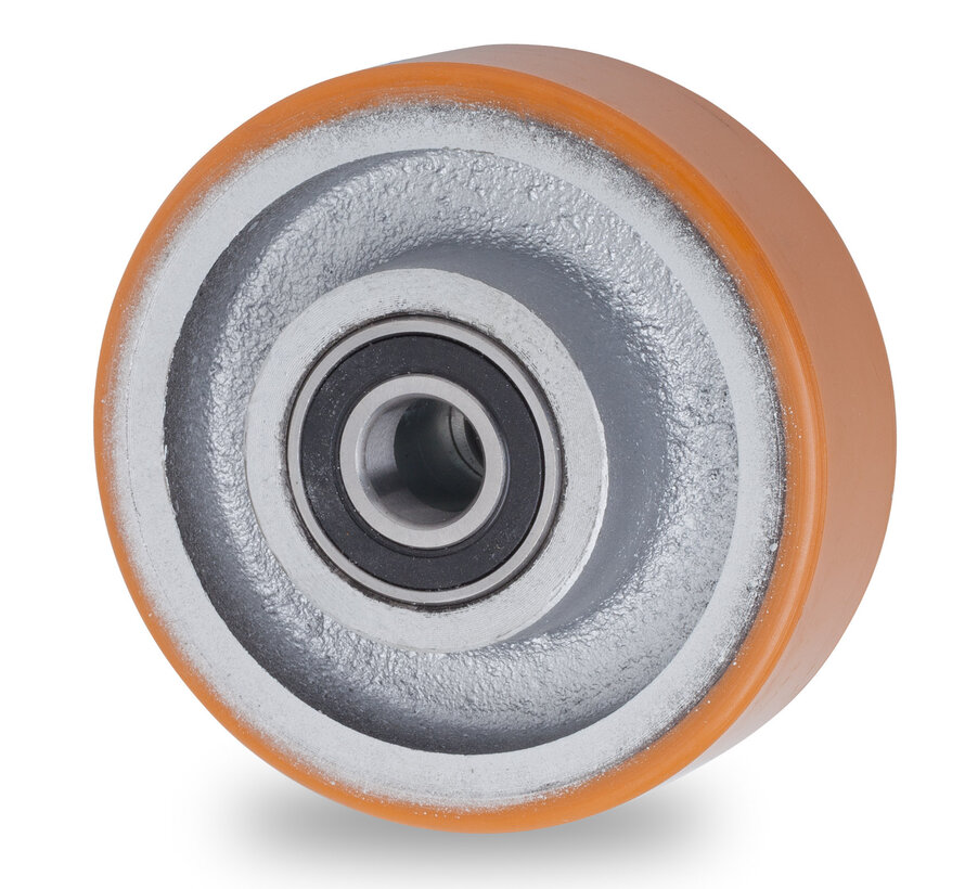 Industrial Wheel from Vulcanized Polyurethane tread, precision ball bearing, Wheel-Ø 100mm, 325KG