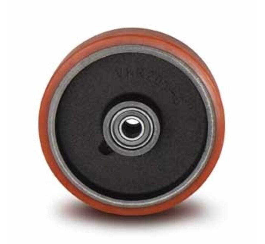 hjul Ø 150 x 40mm, vulkaniserat polyuretandäck, 500KG