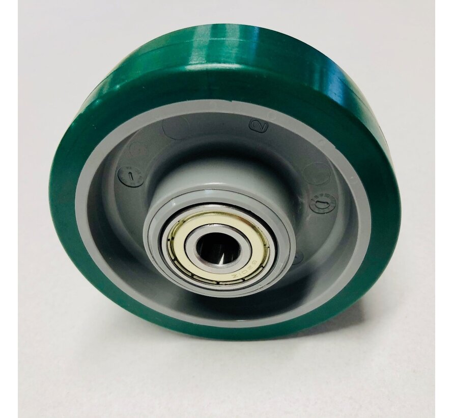 Rueda industrial de poliuretano inyectado, rodamiento de bolas de precisión, Ø rueda 125 mm, 200 kg