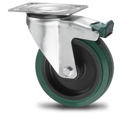 rueda giratoria con freno, Ø 125mm, goma vulcanizada elástica, 200KG