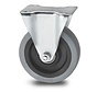 industrial fixed castor from pressed hard steel, plate fitting, elastic-tyre, , Wheel-Ø 125mm, 200KG