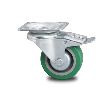 Roulette pivotante avec blocage, Ø 100mm, élastique, 250KG