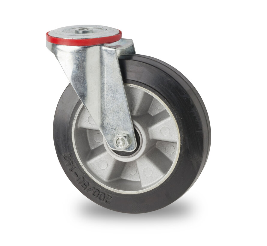 länkhjul, Ø 160 mm, elastiskt gummihjul, 300KG
