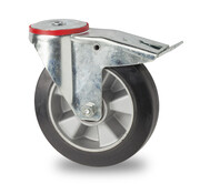 rueda giratoria con freno, Ø 160mm, goma elástica, 300KG