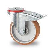 Lenkrolle mit  Feststeller, Ø 125mm, Vulkanisierte gegossenem Polyurethane Lauffläche, 200KG