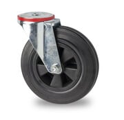 swivel castor, Ø 100mm, rubber, black, 80KG