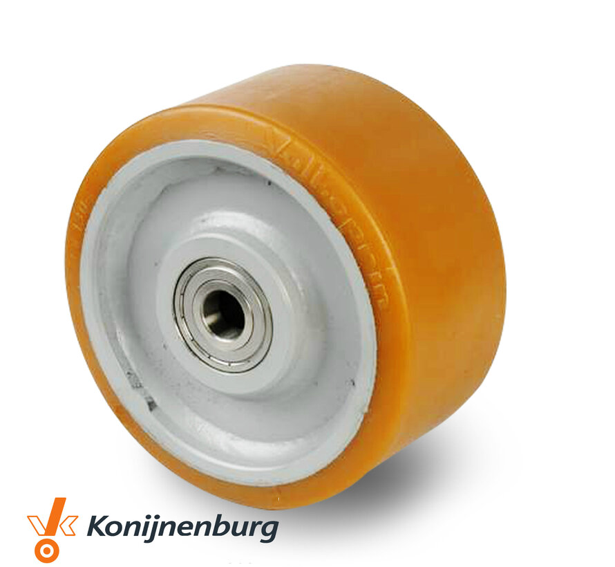 Ruedas de alta capacidad poliuretano Vulkollan® bandaje núcleo de rueda de acero fundido, cojinete de bolas de precisión, Rueda-Ø 450mm, 150KG