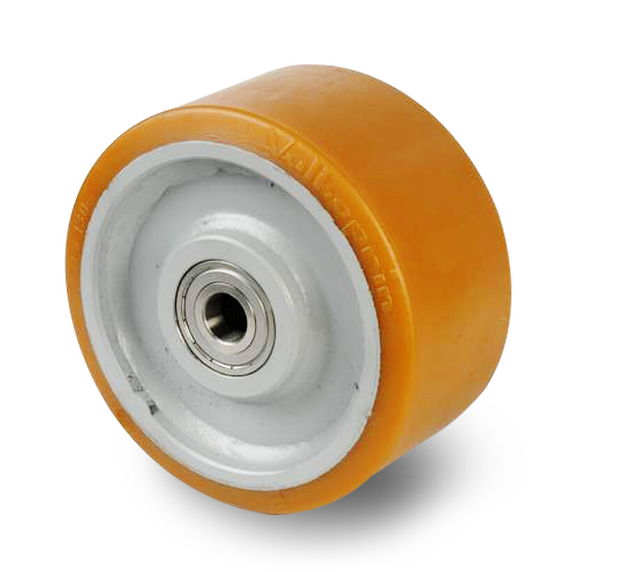 Roulettes fortes charges Vulkollan® Bayer roues bandage de roulement corps de roue acier mécano-soudé, roulements à billes de précision, Roue-Ø 600mm, 160KG