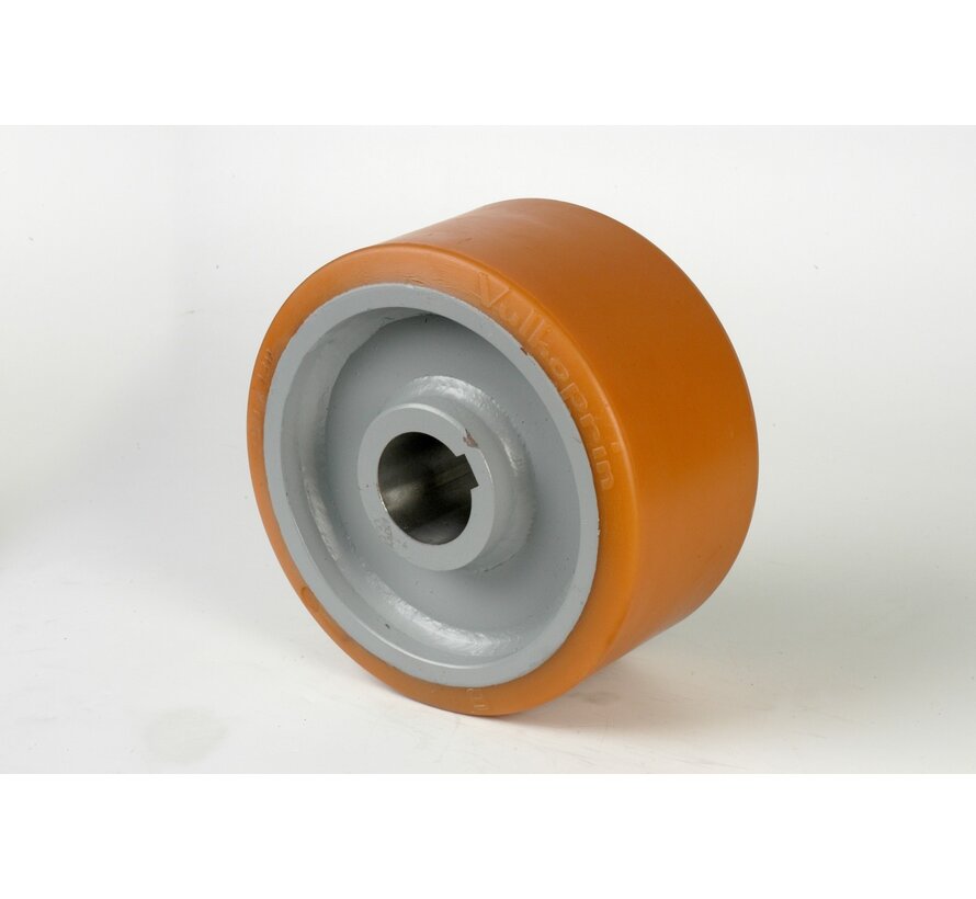 heavy duty drive wheel Vulkollan® Covestro tread welded steel core, H7-bore feather keyway DIN 6885 JS9, Wheel-Ø 500mm, 3000KG