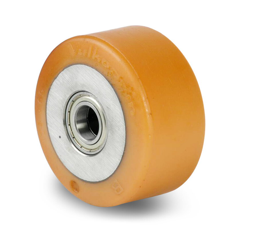 rodas de alta carga rodas e rodízios vulkollan® superfície de rodagem  núcleo da roda de aço fundido, rolamento rígido de esferas, Roda-Ø 150mm, 60KG