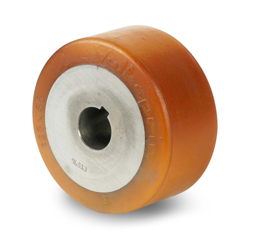Roulettes fortes charges Roulettes de manutention Vulkollan® Bayer roues bandage de roulement Corps de roue fonte, alésage H7, Roue-Ø 100mm, 150KG