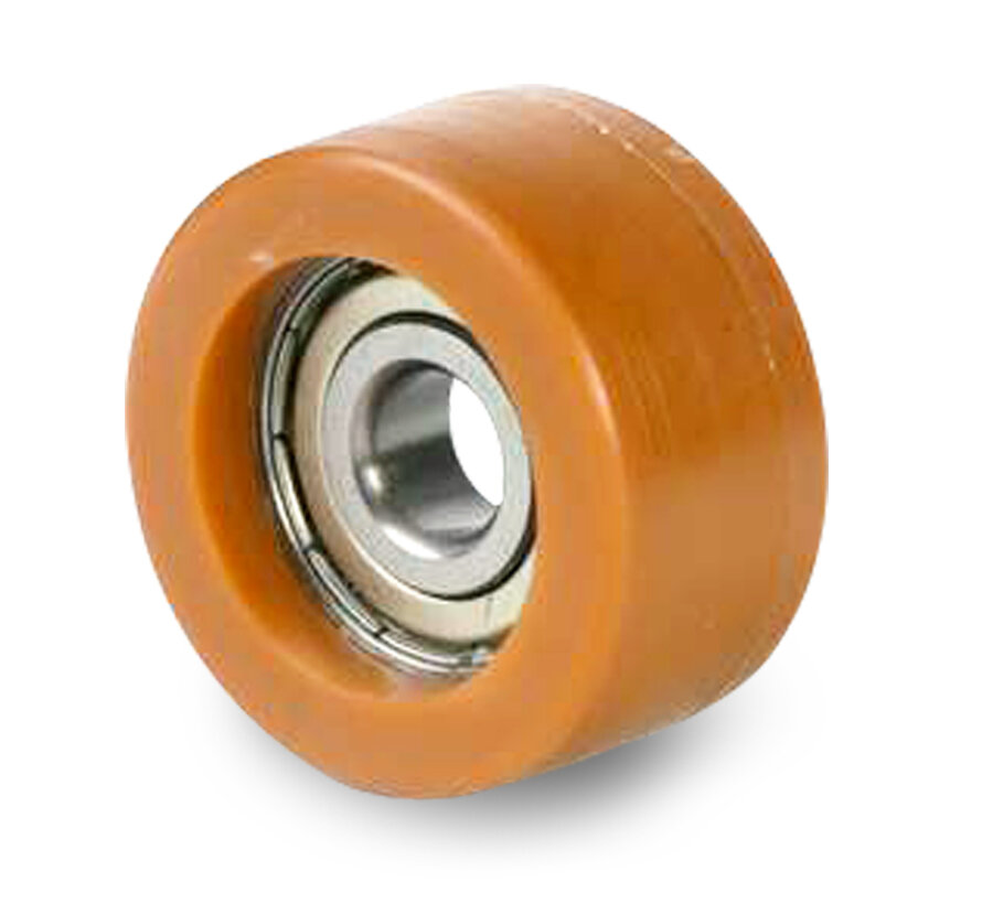 Printhopan rolos orientadores superfície de rodagem  Vulkopan núcleo da roda de aço, rolamento rígido de esferas, Roda-Ø 18mm, 300KG