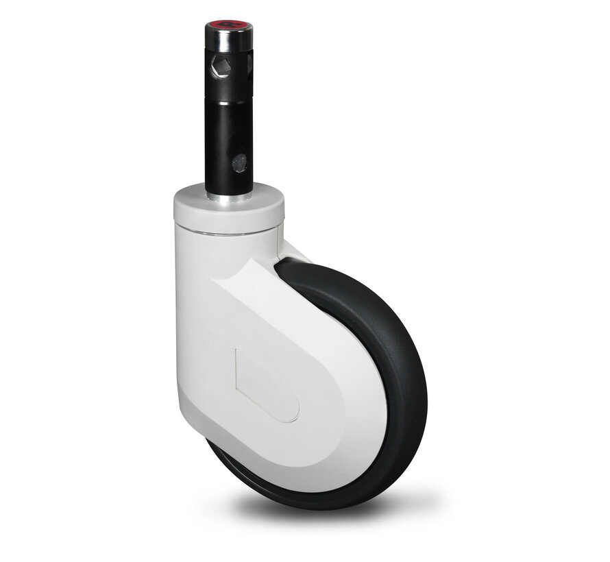 Hjul för sjukhussäng termoplastiskt gummidäck, centralt precisionskullager, hjul-Ø 125mm, 100KG
