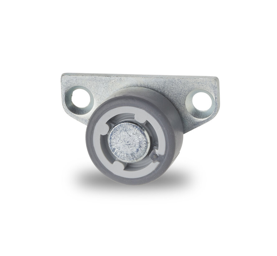 Kółko stałe, Ø 30 mm, guma termoplastyczna (TPR), szare, nierozciągliwe, łożysko ślizgowe, 35 kg