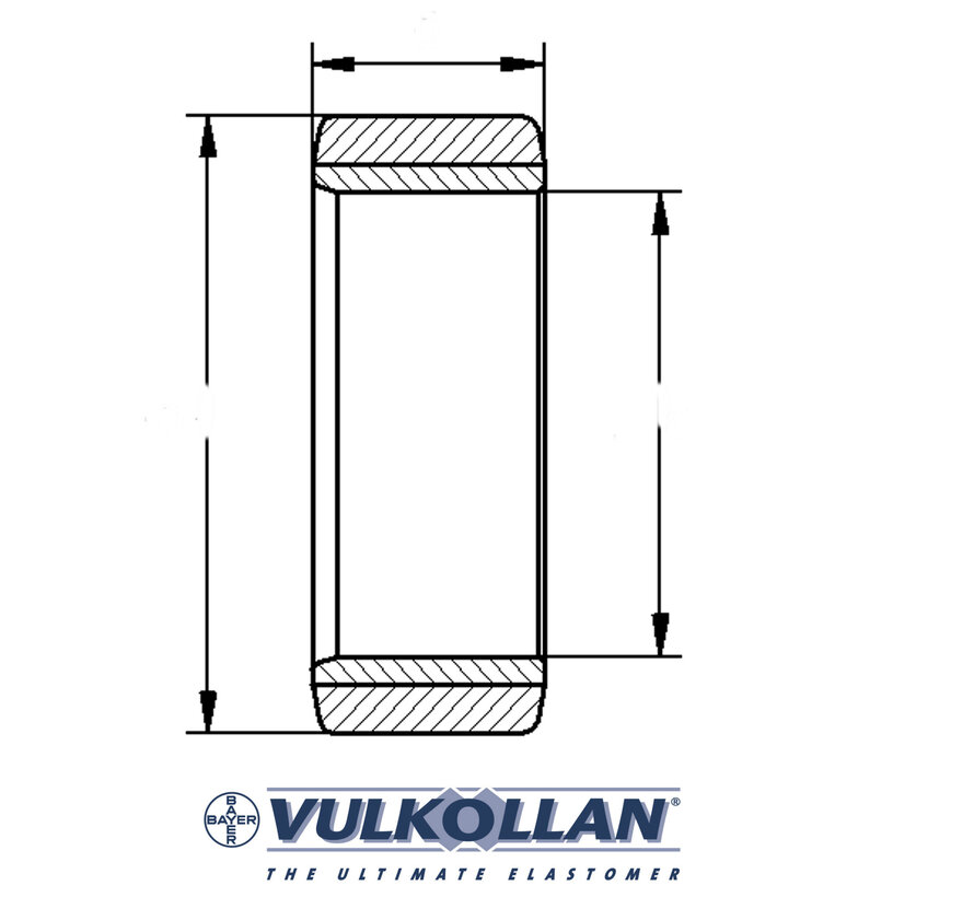 Pneus pressés cylindriques Vulkollan®, Ø 914x406mm, 22200KG