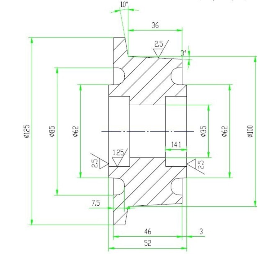 Flanged wheel / track roller from cast iron and double ball bearing, Wheel-Ø 100mm, 800KG