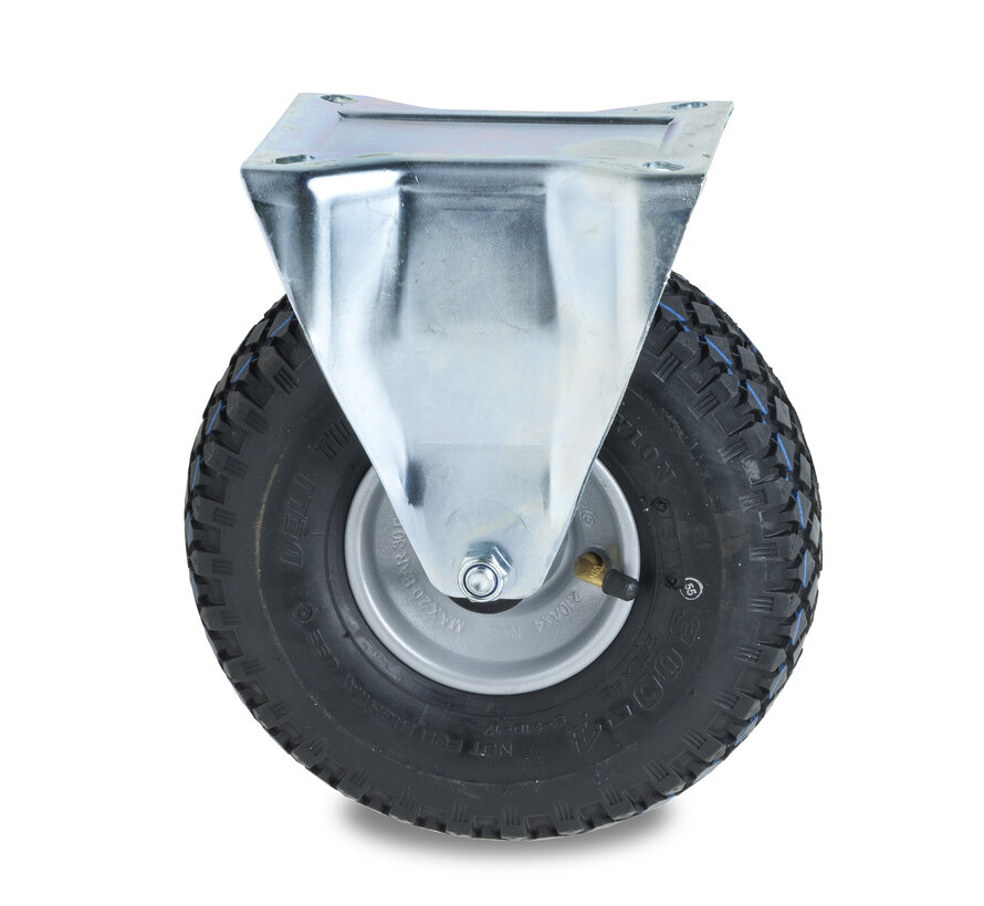 Rodas industriais Roda fixa chapa de aço, rodagem pneumática dolgu profilli, rolamento de agulhas, Roda-Ø 260mm, 150KG