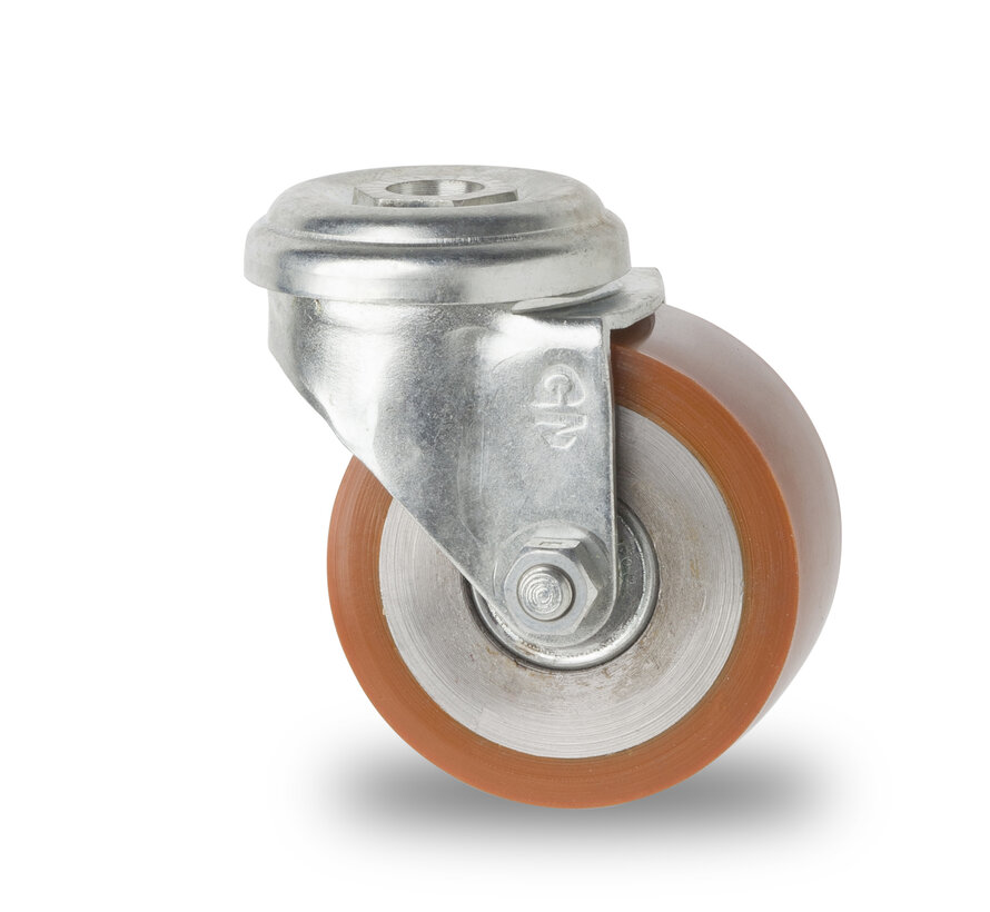 roulette pivotante, Ø 55mm, bande de roulement en polyuréthane vulcanisé, 100KG