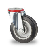 swivel castor, Ø 100 mm, elasticated rubber tyre, 160KG