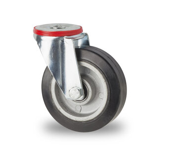 swivel castor, Ø 100 mm, elasticated rubber tyre, 160KG