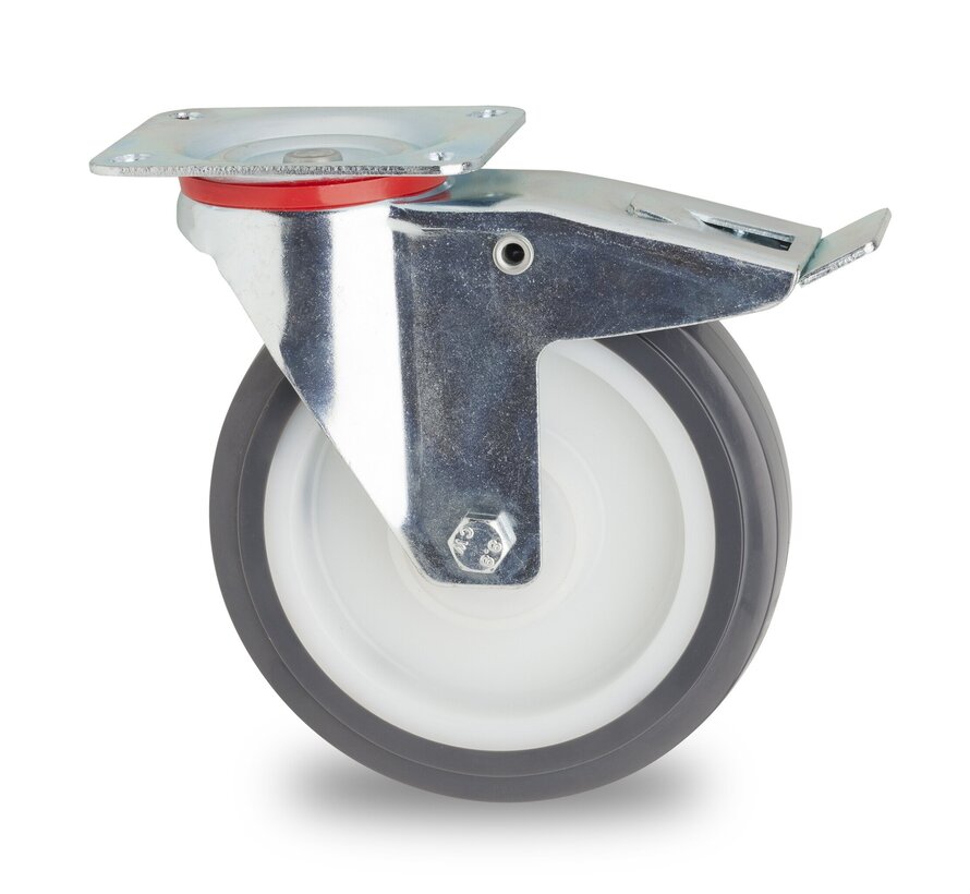 roulette pivotante avec frein, Ø 80 mm, polyuréthane moulé, 150KG