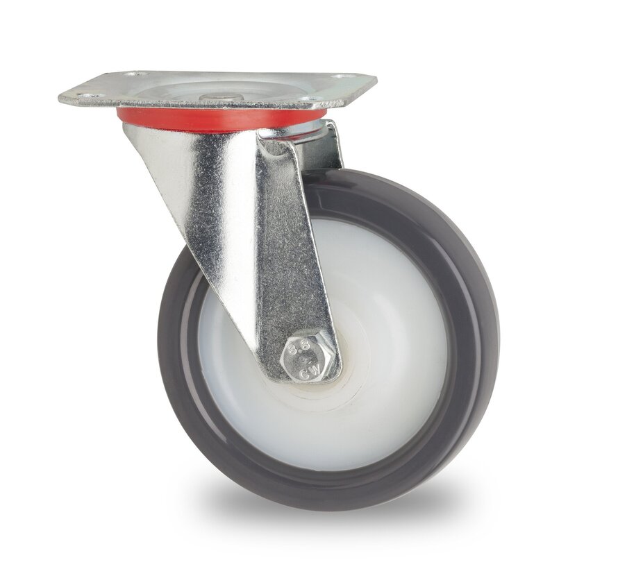 rodízio giratório, Ø 125 mm, poliuretano fundido, 250KG