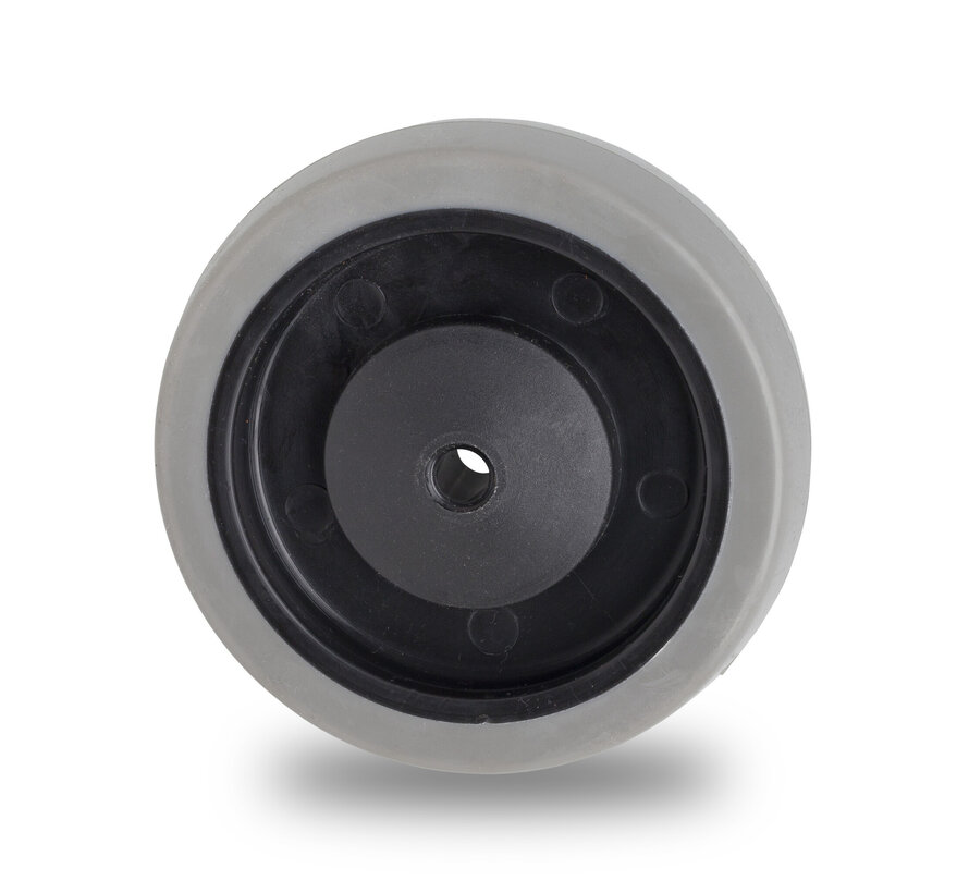 rueda, Ø 125 mm, neumático de caucho termoplástico gris que no deja marcas, 160KG