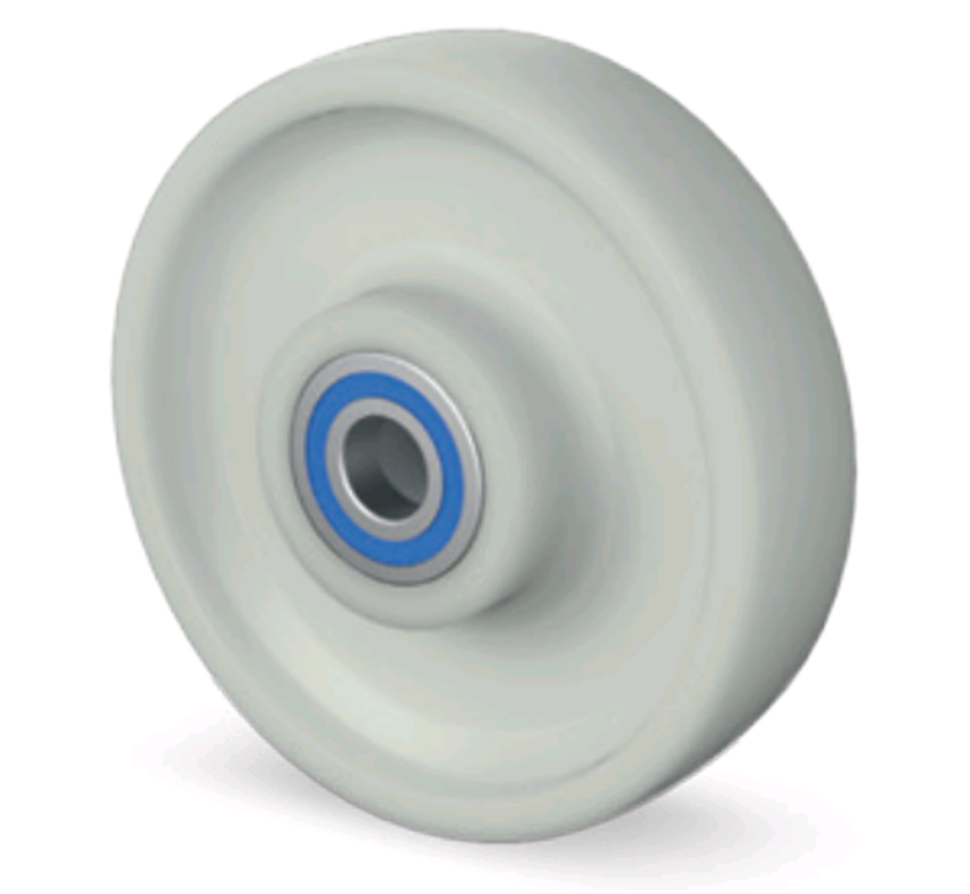 Rueda giratoria de acero inoxidable con sistema de frenado central, rueda de 125 mm de diámetro