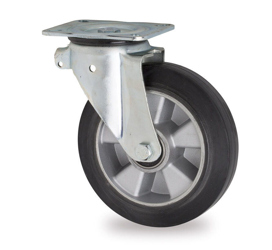 swivel castor, Ø 125 mm, elasticated rubber tyre, 250KG