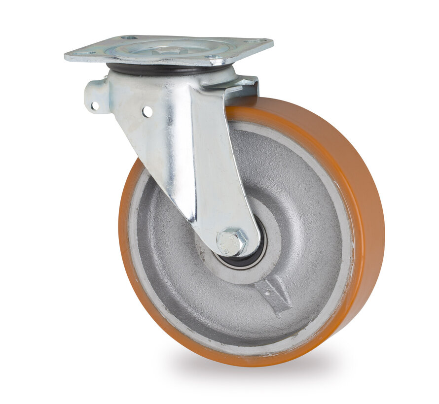 Kółko skrętne, Ø 200 mm, wulkanizowana opona poliuretanowa, 950 kg