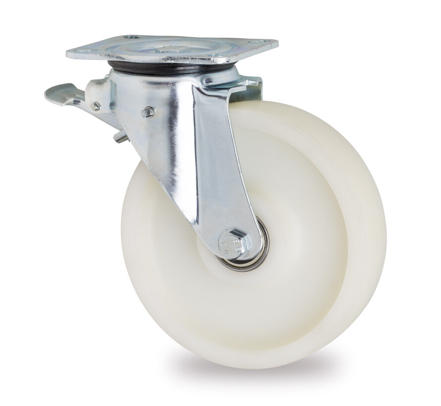 Rueda giratoria con freno, Ø 200 mm, rueda totalmente de poliamida (PA6), 1000 kg