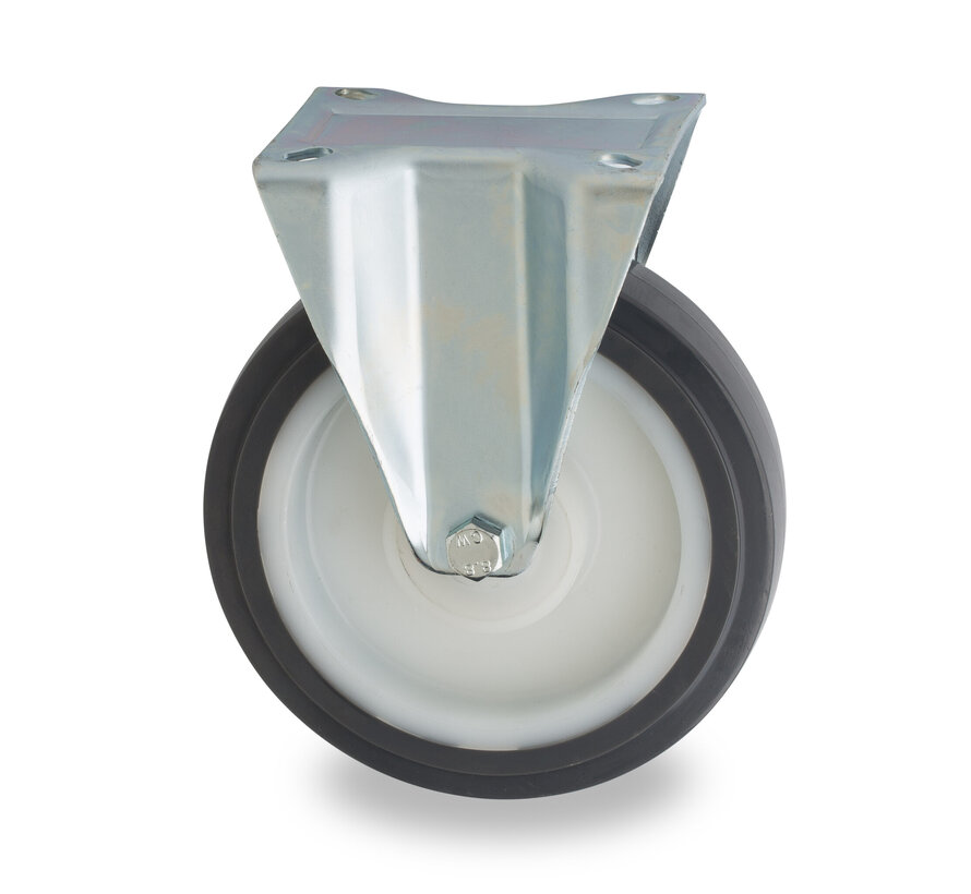 fixed-wheel castor, Ø 160 mm, injection-moulded polyurethane tyre, 600KG