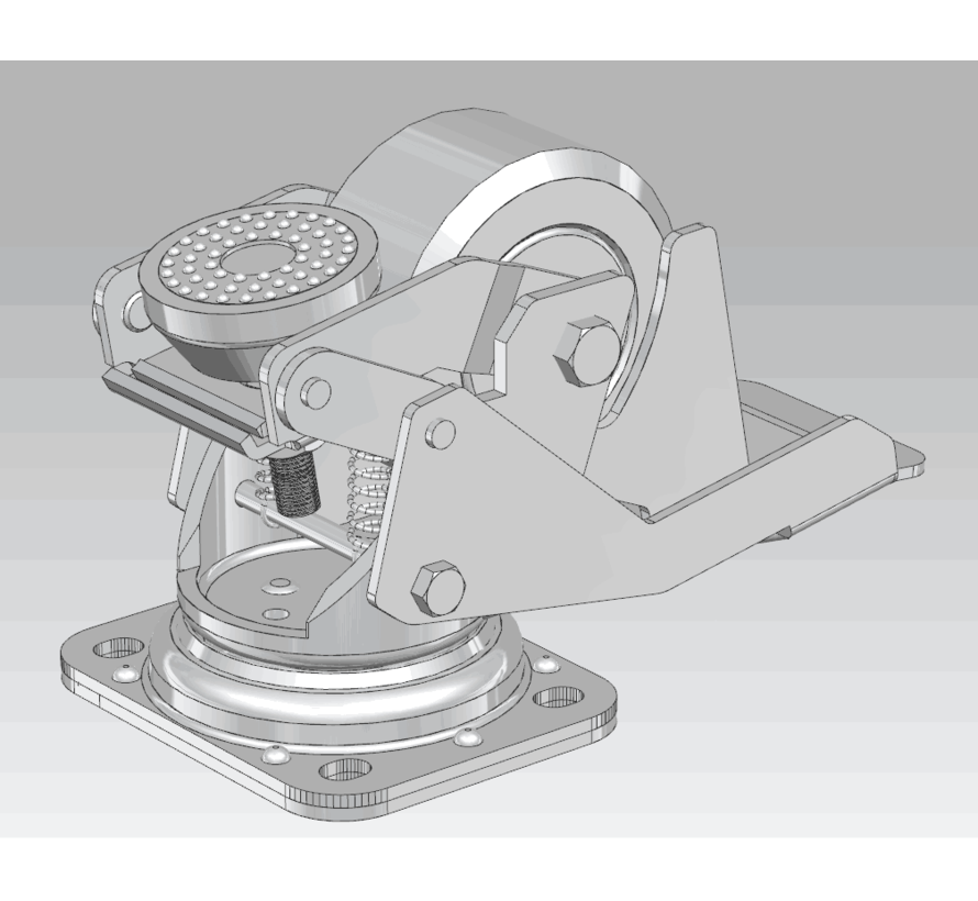 Foot operated Leveling caster with 80x40mm nylon wheel, load capacity 350KG - Easy Handling with foot pedal