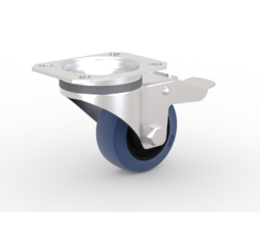 swivel castor, Ø 80 mm, elasticated rubber tyre with brake, 100KG