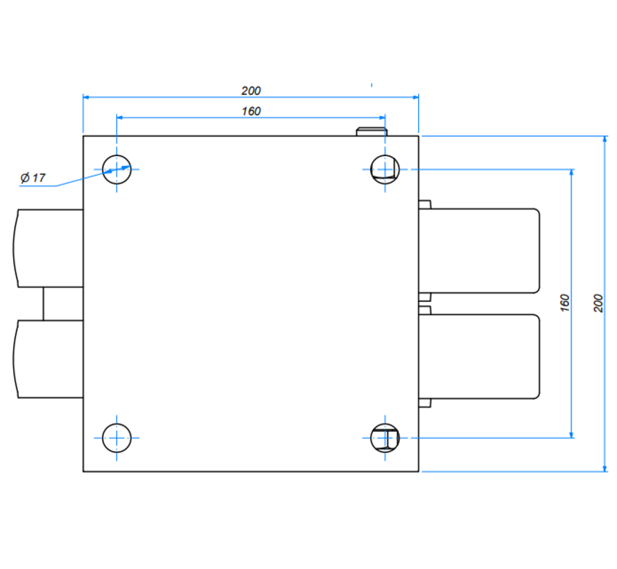 koło skrętne z hamulcem, Ø 200 mm, opona poliuretanowa wulkanizowana, 2000 kg