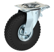 Swivel castor with brake Ø 260mm, pneumatic tyre block profile, 150KG