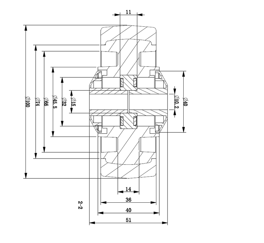 Wheel, Ø 100mm, vulcanised blue elastic rubber tyre with plastic wire caps 180KG