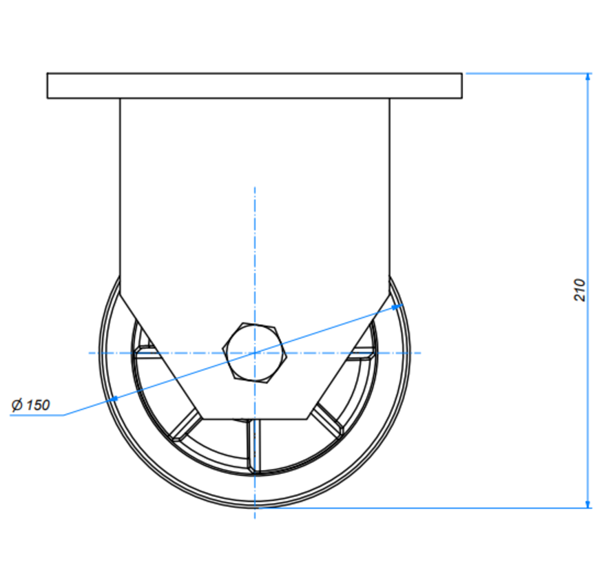 Roda de roda fixa, Ø 150 mm, nylon (PA6), 1000KG